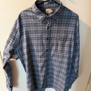 Faherty Blue and Gray Plaid Button Down Shirt